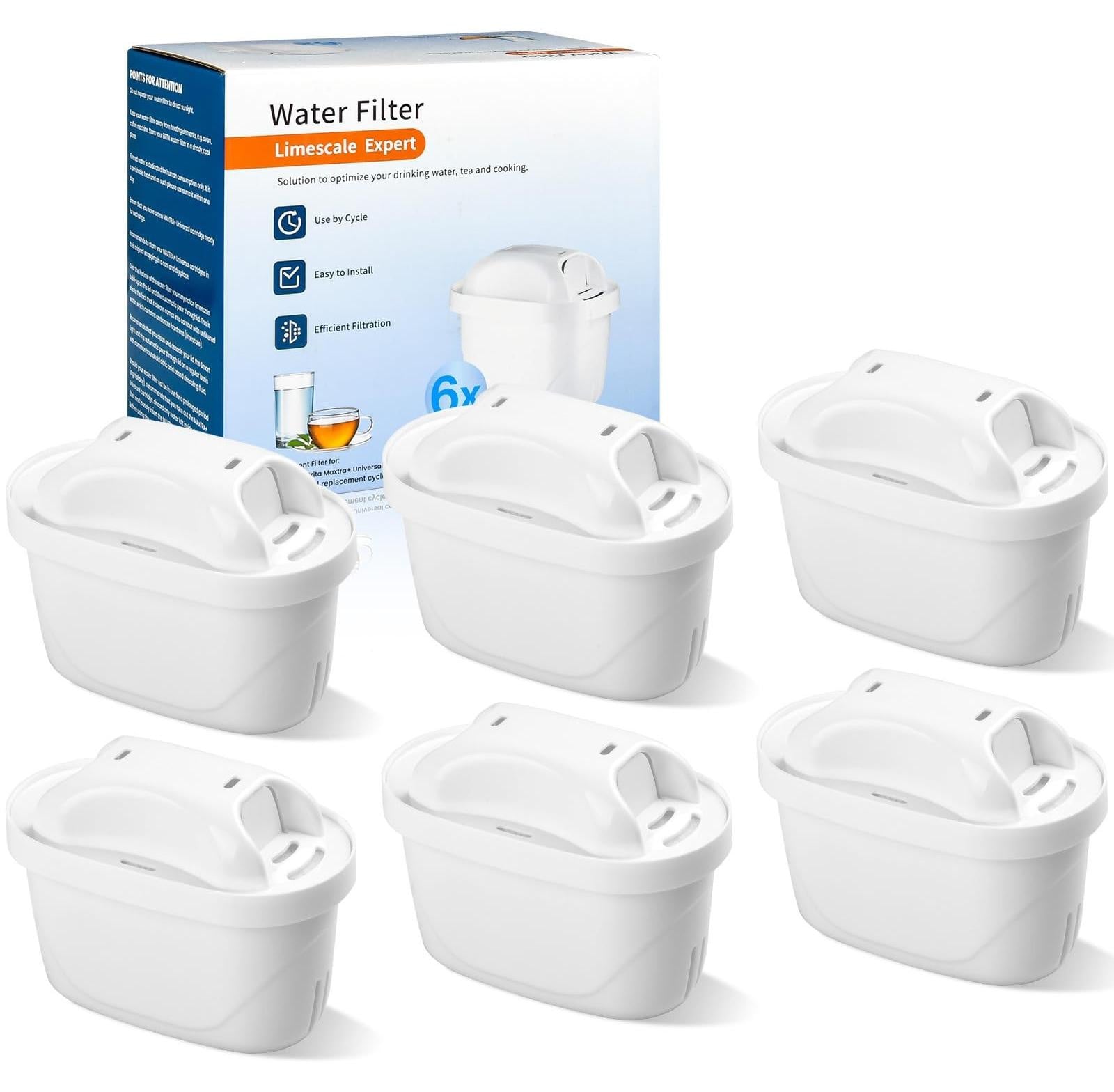 Set van 6 universele waterfiltercartridges van Solidchoice