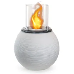 Divina Fire -  Bioethanol-Kamin-Gartenkohlebecken für drinnen und draußen BOTTICELLI Perlweiß d.40 x h54