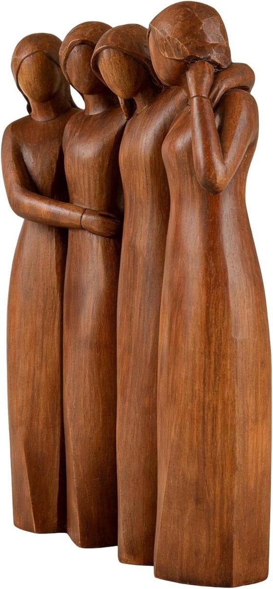 Zusterfiguur Vriendschap - Handbeschilderd Hars Ornament voor Woondecoratie - Hoogte: 22 cm