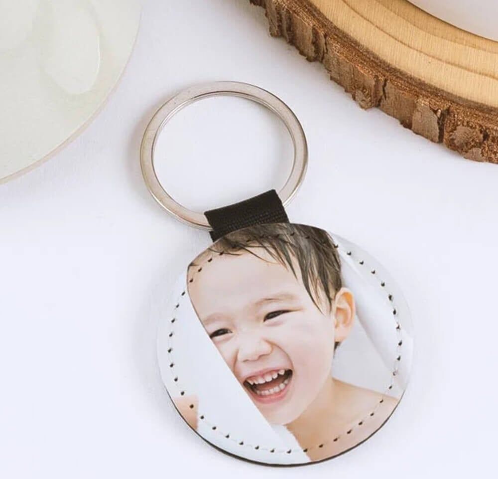 Ocadeau Porte clé cuir rond photo