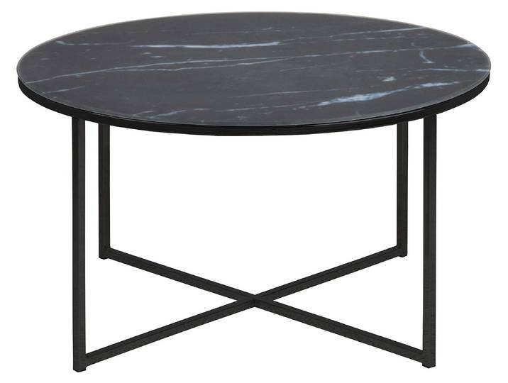 AC Design Furniture Antje Couchtisch Rund, Ø:80 x 45 cm, Marmoroptik Schwarz/Sch