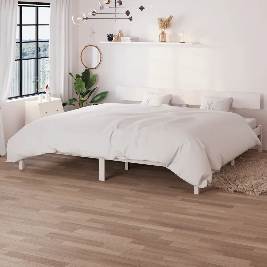 Ebern Designs Garric Solid Wood Bed white 180 x 200cm