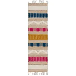 KADIMA DESIGN Naturfaser Teppich Jute Wolle Baumwolle handgewebt strukturiert Boho Ethno | 60x230cm