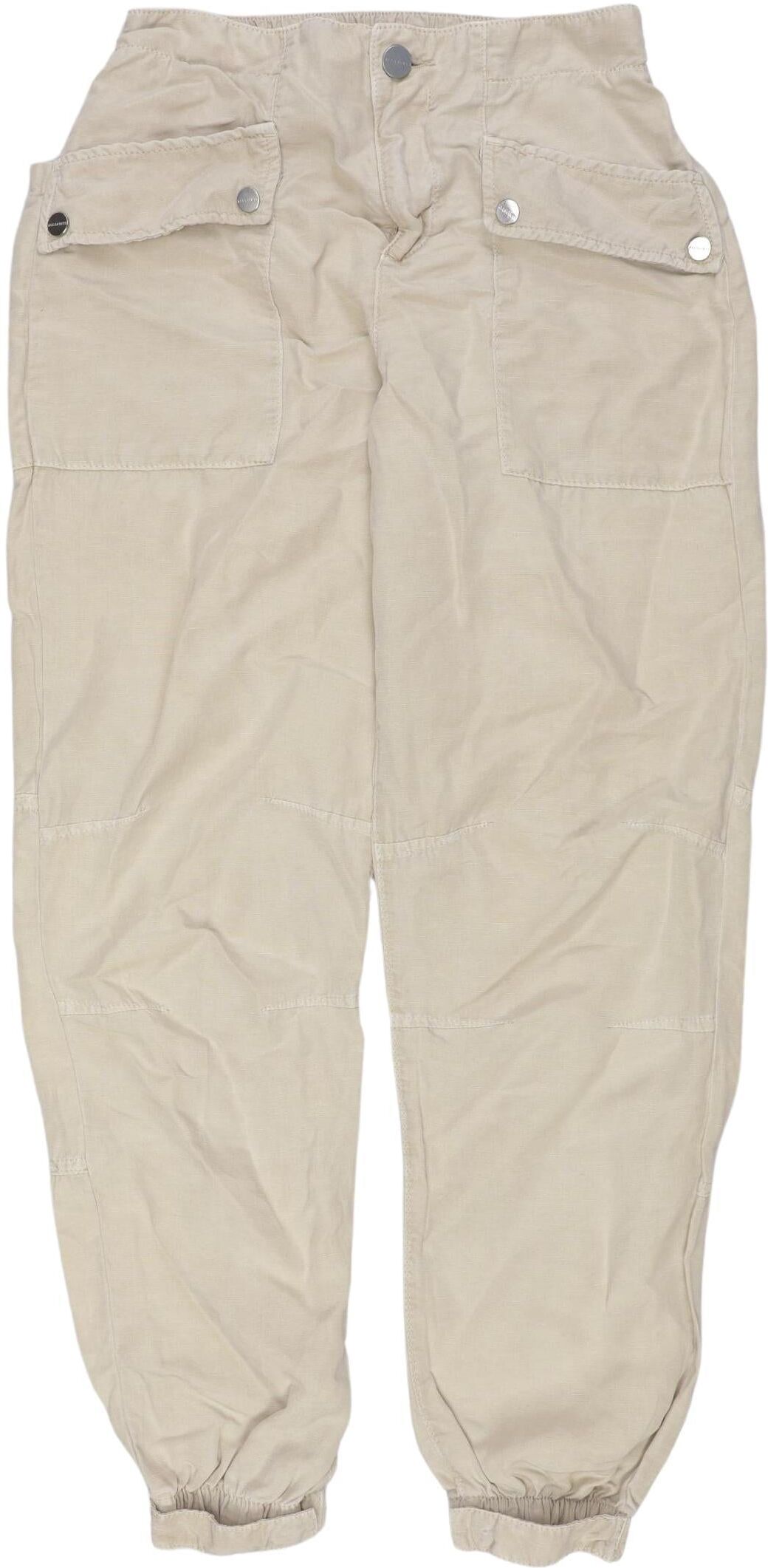 All Saints Damen Stoffhose, Beige, Gr. EU 36, Lyocell / Leinen - Second Hand