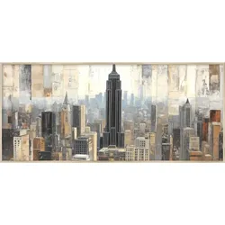 EUROART Wandbild 55 x 115 cm Skyline V Kunststoff Beige