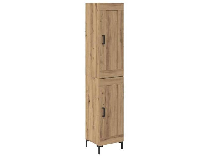 Buffet haut en bois d'ingénierie - - Chêne artisanal - 34 5x34x180 cm - 2 portes - Rangement élégant