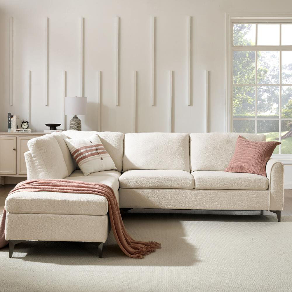 Metro Evelyn 4 Seater Corner Sofa Beige 88cm H X 249cm W X 197cm D