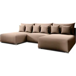 WOHNLANDSCHAFT Ederra U Beige Stoff 300/190/91 cm – großes Sofa mit Schlaffunktion