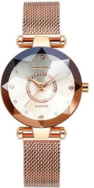 Youfap Market Luxury Women Crystal Bracelet Watch Rose Gold Ocean Star mesh White