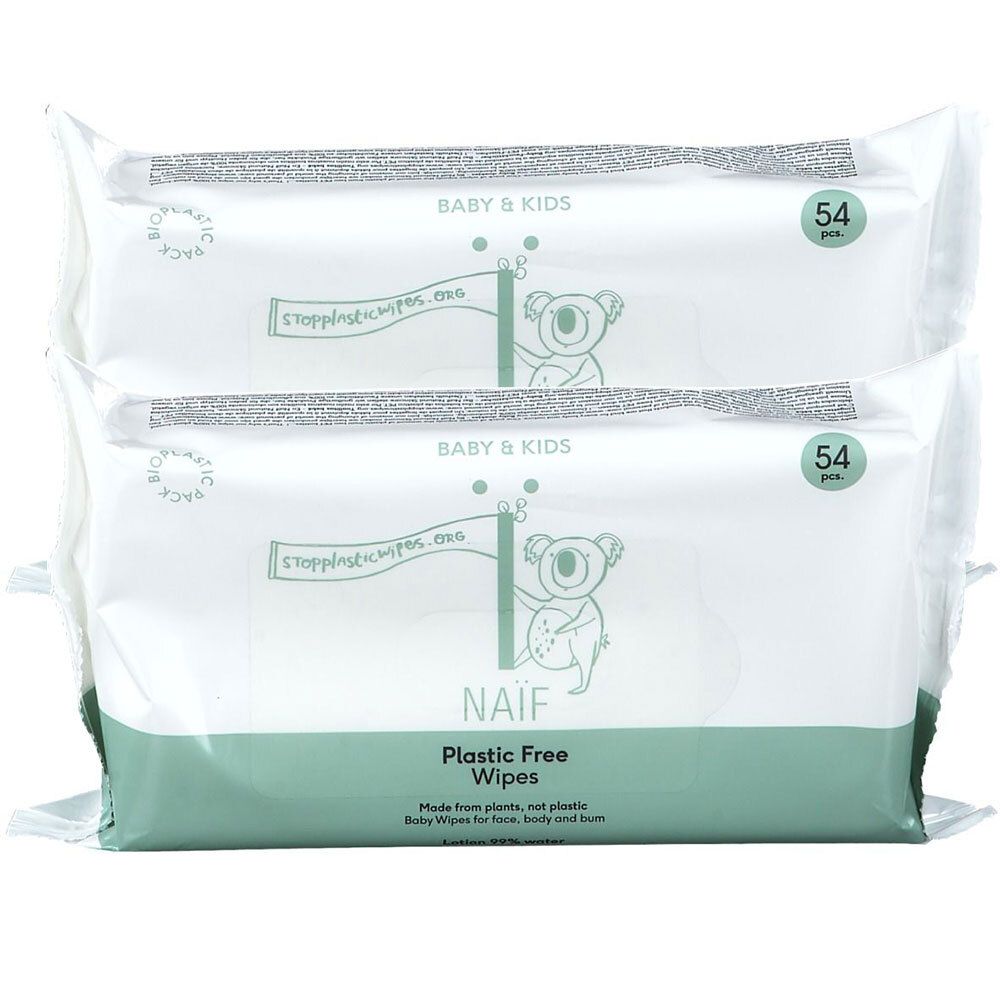 Naif Baby & Kids Plastic Free Wipes x2 2x54 St Tücher