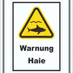HB-Druck Schild Warnung Haie A0 Rückseite selbstklebend