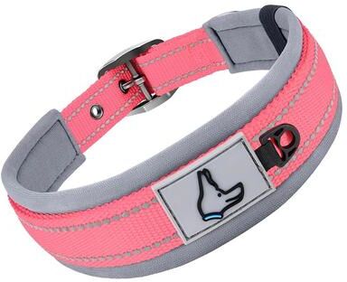 Uplift Treasures Reflective Padded Adjustable Dog Collar pink l