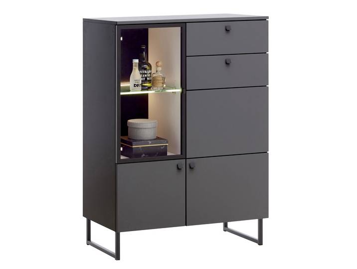 Valdera Highboard LUGANO, dunkelgrau, Holz