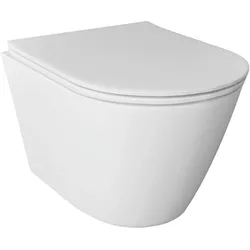 Alpenberger Wand WC für Bad und Gäste WC | Kloschüssel Spülrandloses Hänge WC | Toilettendeckel mit Absenkautomatik | Moderne Toiletten pass. GEBERIT