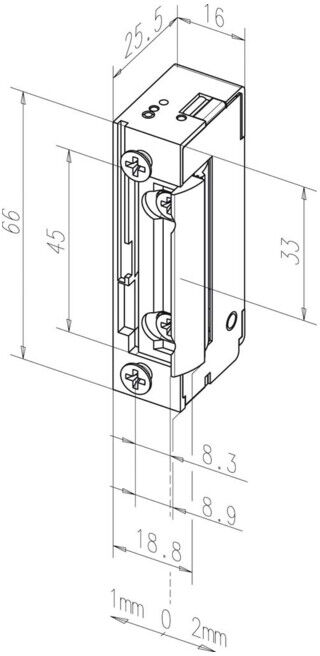 Gâche de serrure électrique Assa Abloy 118, tension de 10-24 V CA/CC, pas de déverrouillage mécanique ; effeff (1207580)