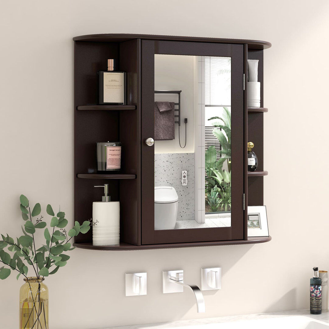 Lark Manor 65 mm W 64 mm H Wall Mounted Mirrored Bathroom Cabinets Shelves Natural 64mm H
