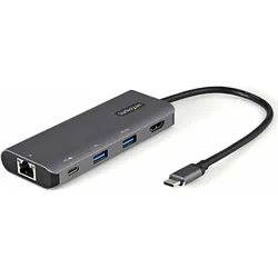 StarTech .com USB C Multiport Adapter (USB-C, 3 Ports), Dockingstation + USB Hub, Grau