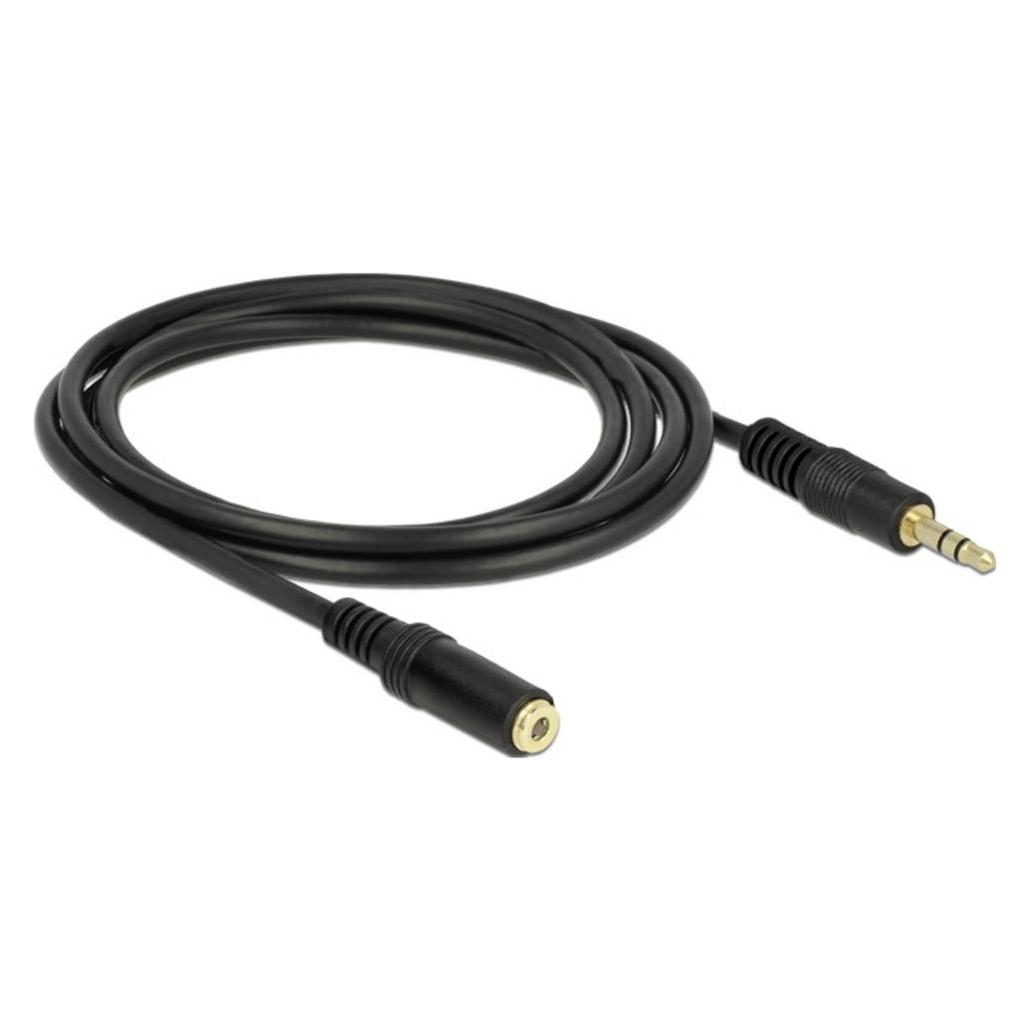 Delock Klinkenverlängerungskabel, 3 Pin Stecker > Buchse (2 m, AUX Kabel) (83766)