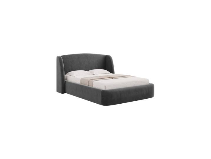 Design Polsterbett „Aude“ mit Ablagefach, Samt Grau CXL by Christian Lacroix