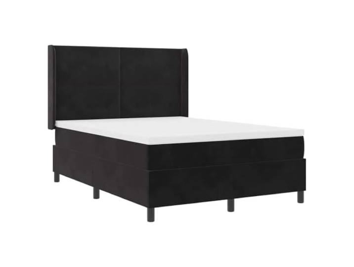 PUGYNBK Boxspringbett aus schwarzem Samt, 140 x 200 cm Mehrfarbige LED-Lichter, verstellbares Kopfteil, Taschenfederkernmatratze, robustes Holz