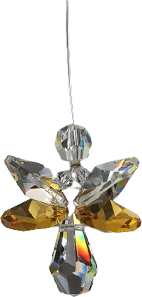 CrystalDesign Geluksengel Geel Raamhanger met Swarovski Kristallen