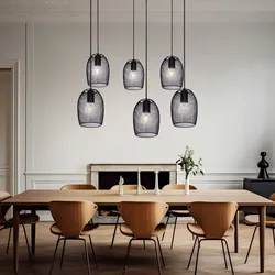 Decken Pendel Geflecht Lampe Wohn Zimmer Beleuchtung Design Hänge Lampe schwarz Globo 15395-6H