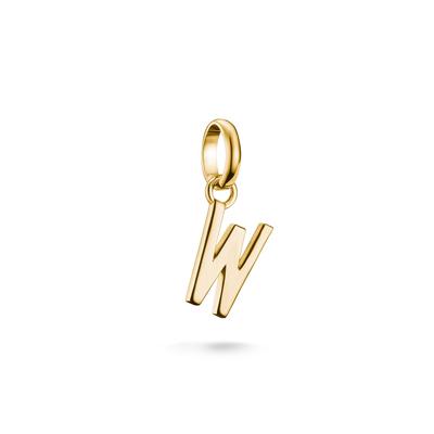 Charm Buchstabe THOMAS SABO "Charm Alphabet/Buchstabe - Connect", gold (gelbgoldfarben), Charms, Damen, W, Silber 925 (recycelt)