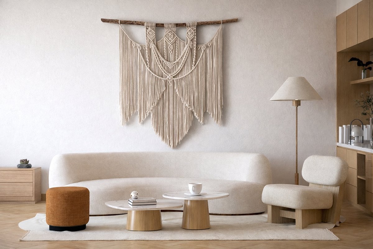 Macrame Wanddecoratie Mimosa 057 Ecru