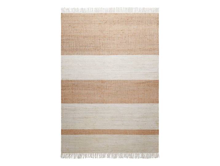 Tapis plat tissé main à franges rayé beige et brun 160x230