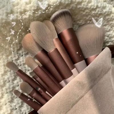 Professional 22 Piece Makeup Brushes Set Premium Cosmetic Tools 13pcs Coffee Bag