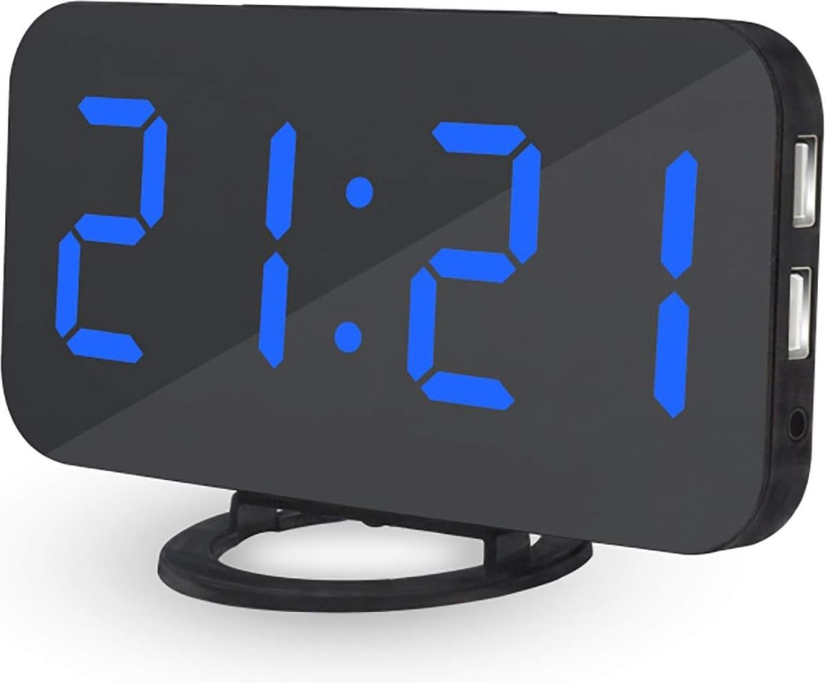 Digitale Led Spiegelwekker met 6,5 Inch Display voor Slaapkamer en Kantoor - Draagbaar en Dimbaar