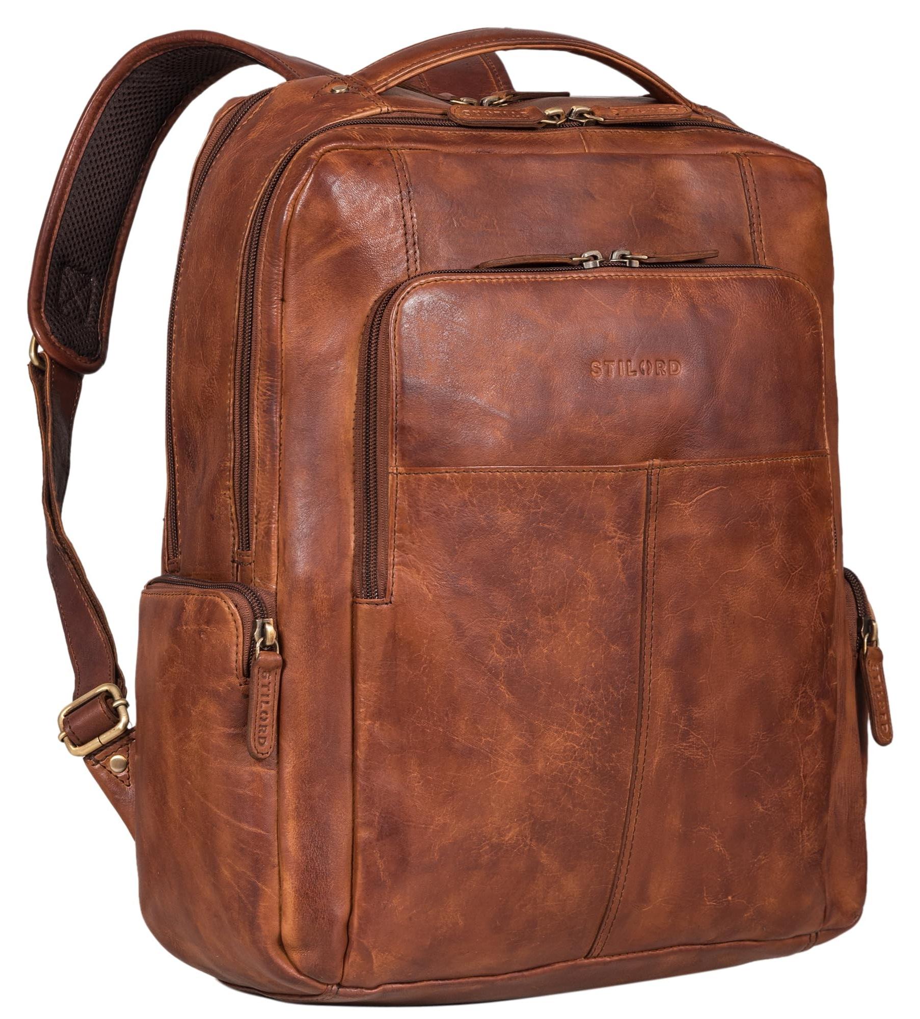 Zeitloser Leder Rucksack mit Laptopfach bis 17 Zoll für Arbeit und Studium