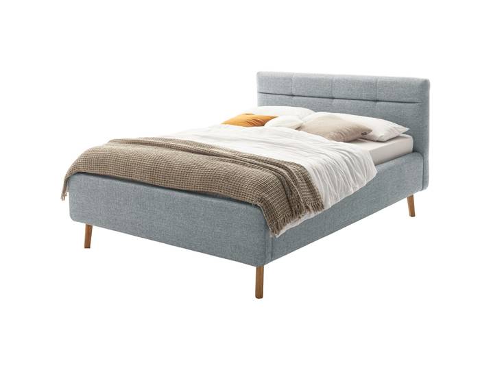 Gepolstertes Bett Euvil Stoff hellblau 140 x 200 cm - Material: Polyester - Bett