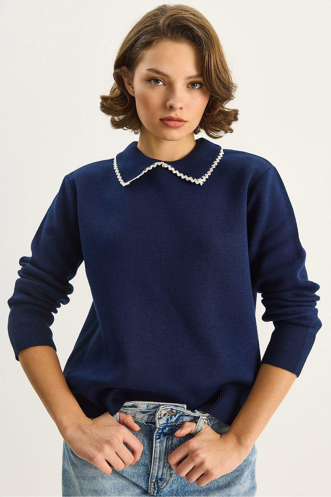 Strickpullover mit Hemdkragen