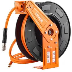 VEVOR Druckluftschlauch Schlauchtrommel, 9,52 mm x 19,81 m Hybrid-Luftschlauch, max. 300 PSI, Schlauchaufroller mit automatischem Aufrollen & Zuleitung,  für Decken-/Wandmontage für Werkstatt & Garage
