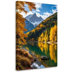LEINWANDBILD Herbstlandschaft See Berge Natur 70x100cm