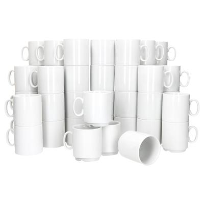 48er Set EVENT stapelbare Kaffeebecher weiß Porzellan 250 ml