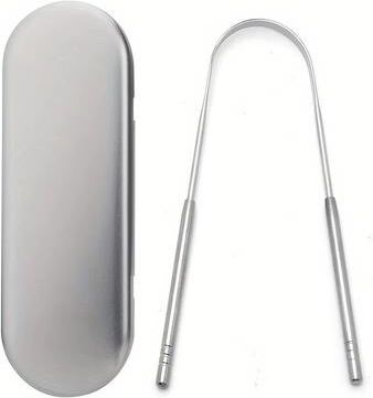 Inspired Finds PureClean Stainless Steel Spoon Shaped Tongue Scraper Set u shaped Box