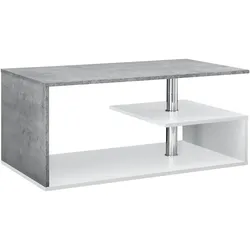 Helloshop26 - Wohnzimmer-Couchtisch mit Ablagefach aus MDF 90 cm weiß-betonfarben 03_0004156