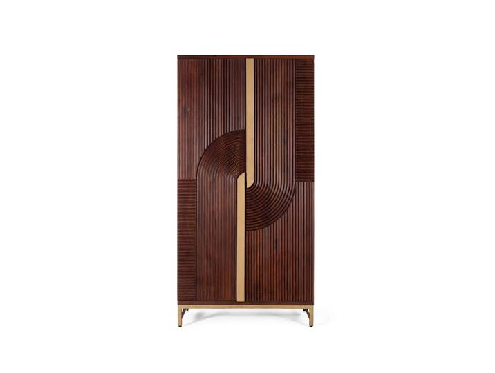 Meuble bar en bois manguier et métal
