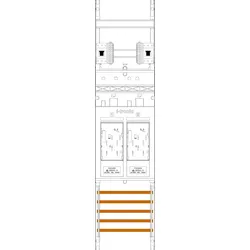 f-tronic 7141061 Zählerfeld E16L-HSP, 1-feldrig, H=1050mm, 2-eHZ, lange Kabel, 2 HSP E16LHSP