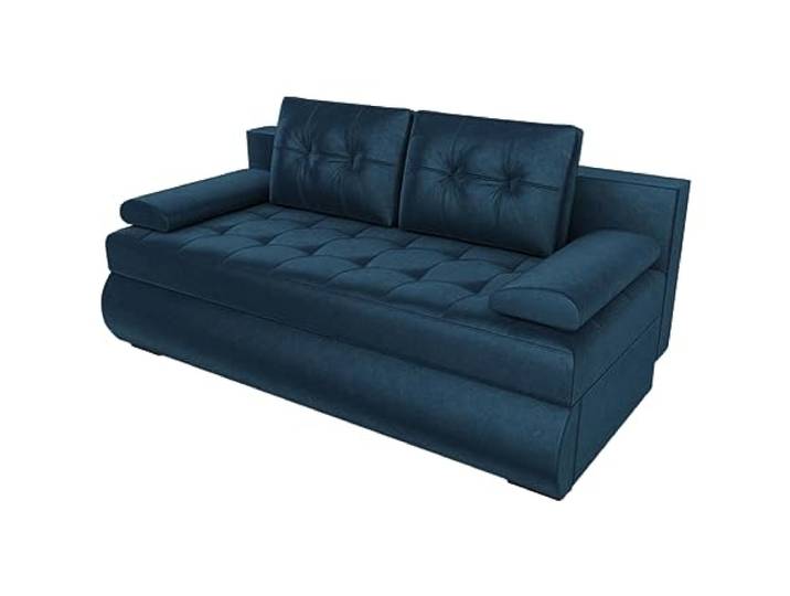 BROMARKT Sofa mit Schlaffunktion und Bettkasten Blau Klappsofa Wohnlandschaft Freistehend Couch Polstercouch Schlafcouch Stauraum 200 cm Breite 2 Sitzer Möbel Relaxsofa Stoff Kronos