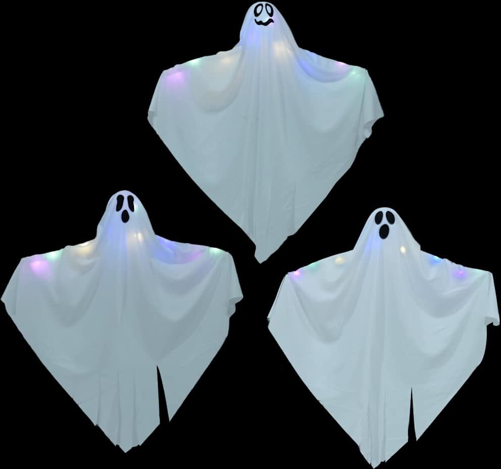 vidaXL Fantôme Suspendu Halloween 3 pc Blanc 52 x 62 cm Polyester