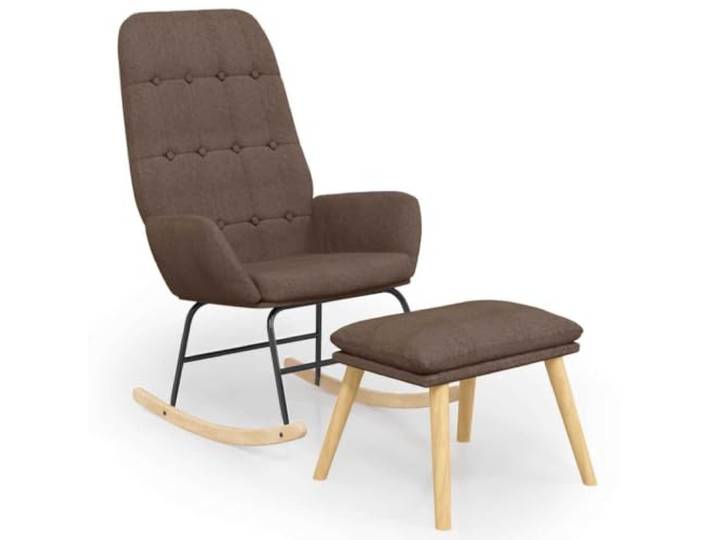 HKLGBVCR Schaukelstuhl mit Fußstütze, Taupe, aus Stoff, für Wohnzimmer