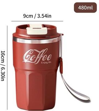Inspire Select WORTHBUY 304 Stainless Steel Insulated Coffee Mug With Lid & Handle Double Wall Reusable Travel Cup red 16.2 Fl Oz