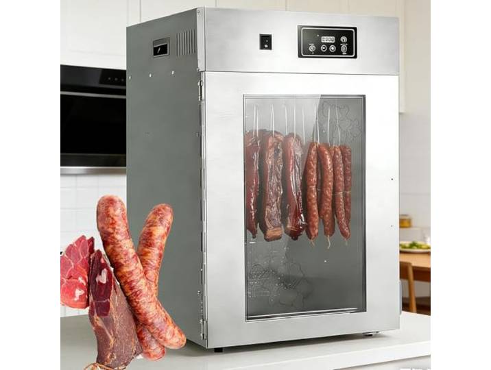 lealovengzh Edelstahl DöRrautomaten Lebensmittel-Dörrgerät 16.5lbs,Trockenschrank Lebensmittel-Dörrgerät mit 30-90°C Temperatur- und Zeitregelung, zur Herstellung von Rindfleisch-Biltong,Droewors