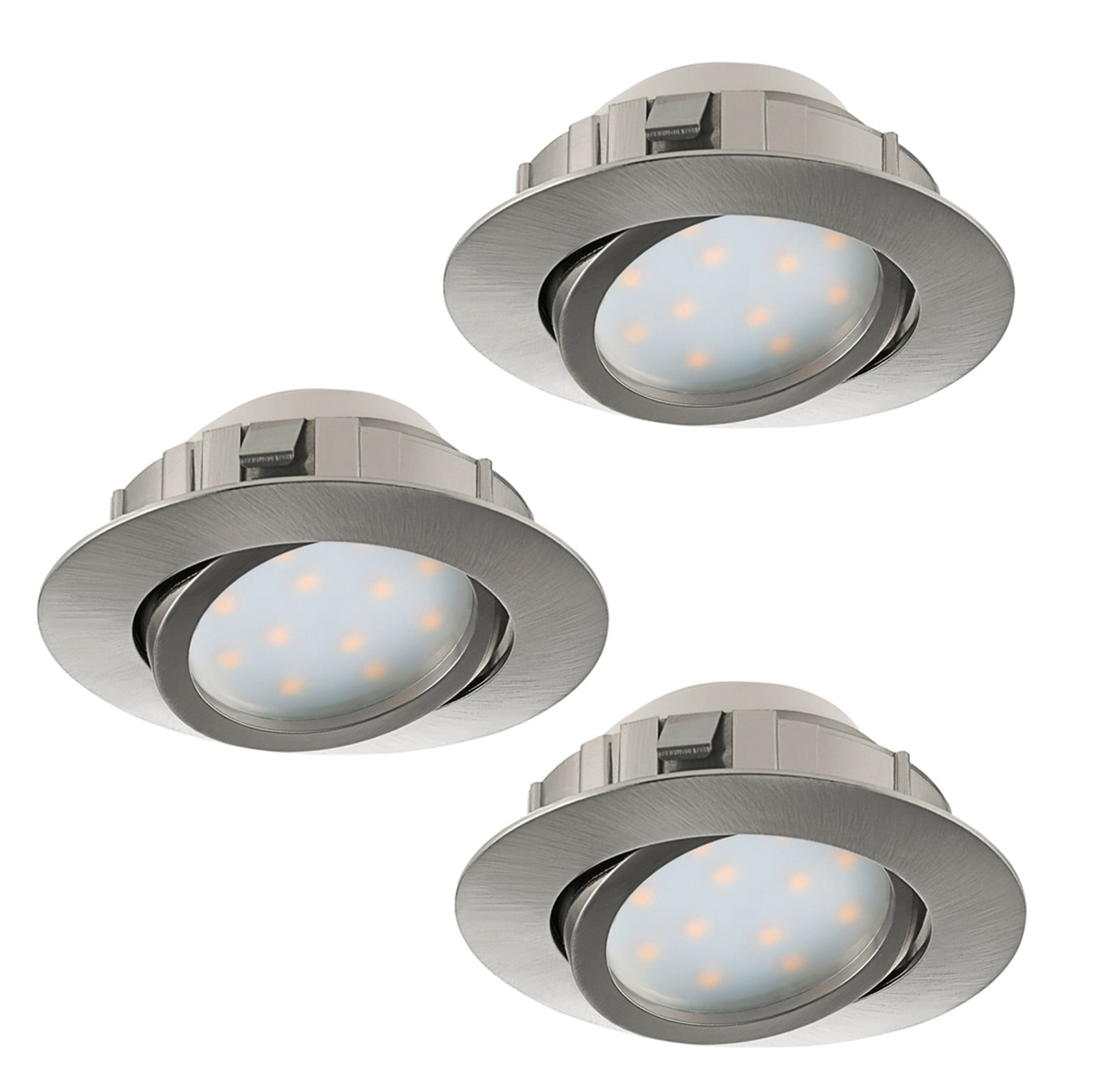 Eglo Pineda Round Led Inbouwspots, 3 stuks, 3x6W, 3000K Warm Wit, Zilver, Diameter: 8,4 cm