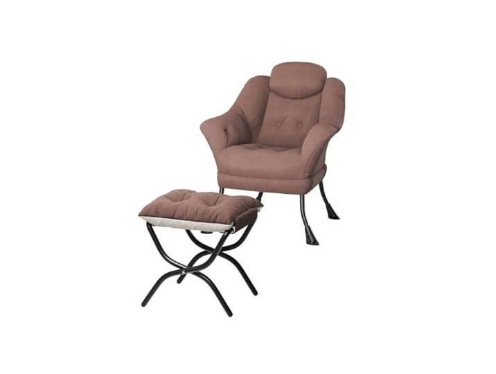 Fauteuil avec repose-pieds fauteuil lounge moderne rembourré avec accoudoirs et poche latérale Marron