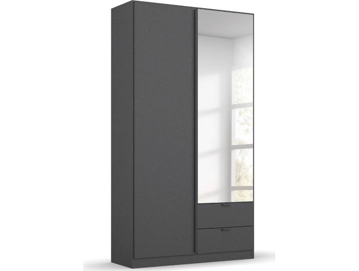 Drehtürenschrank RAUCH StyleUp , grau (graumetallic), B:91cm H:197cm T:54cm, Holzwerkstoff, Schränke, Drehtürenschrank, Typ Monochrome mit eleganten, langen Griffstangen in Schrankfarbe