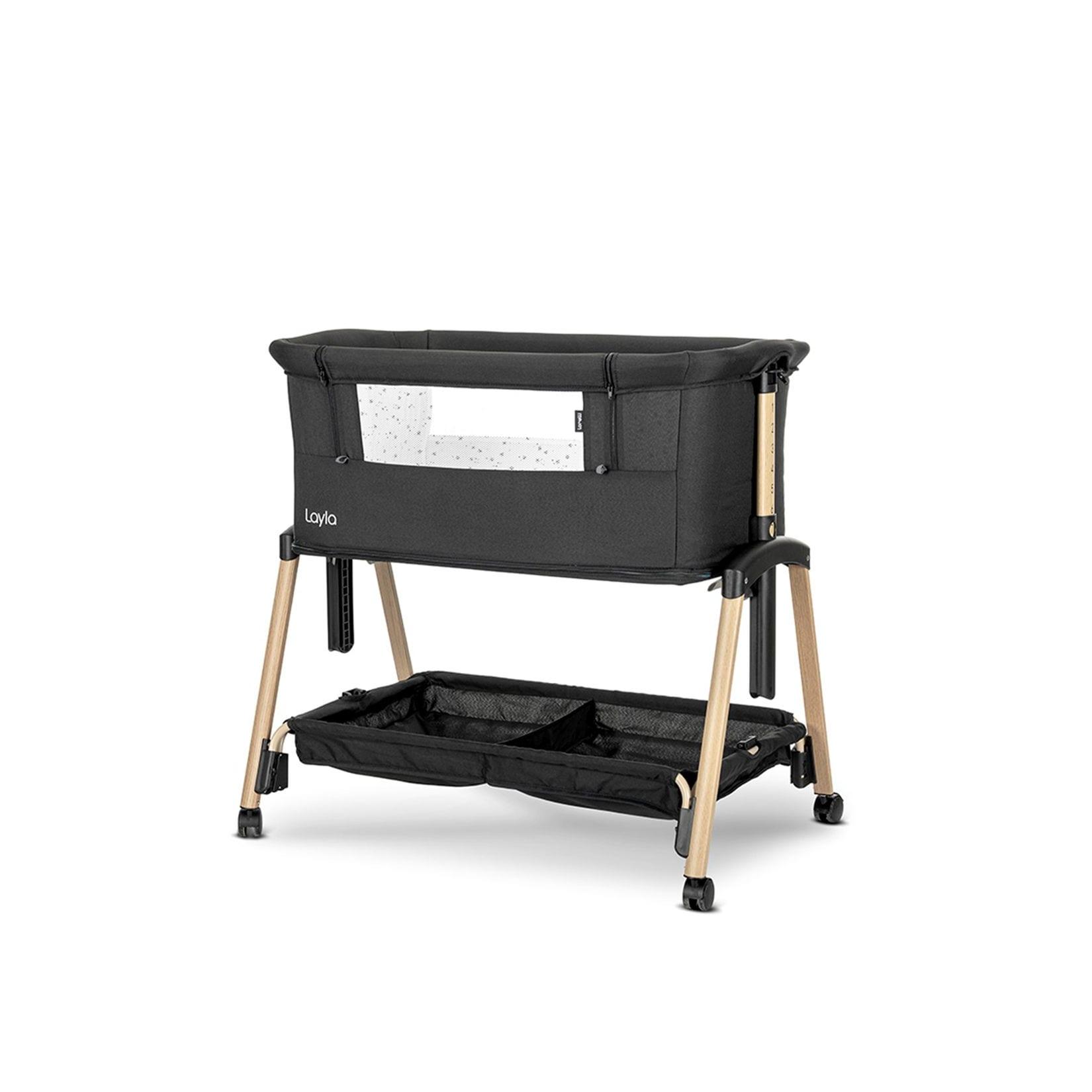 Lorelli Beistellbett Layla 2 in 1 Moskitonetz, Matratze, faltbar, Räder, Korb schwarz